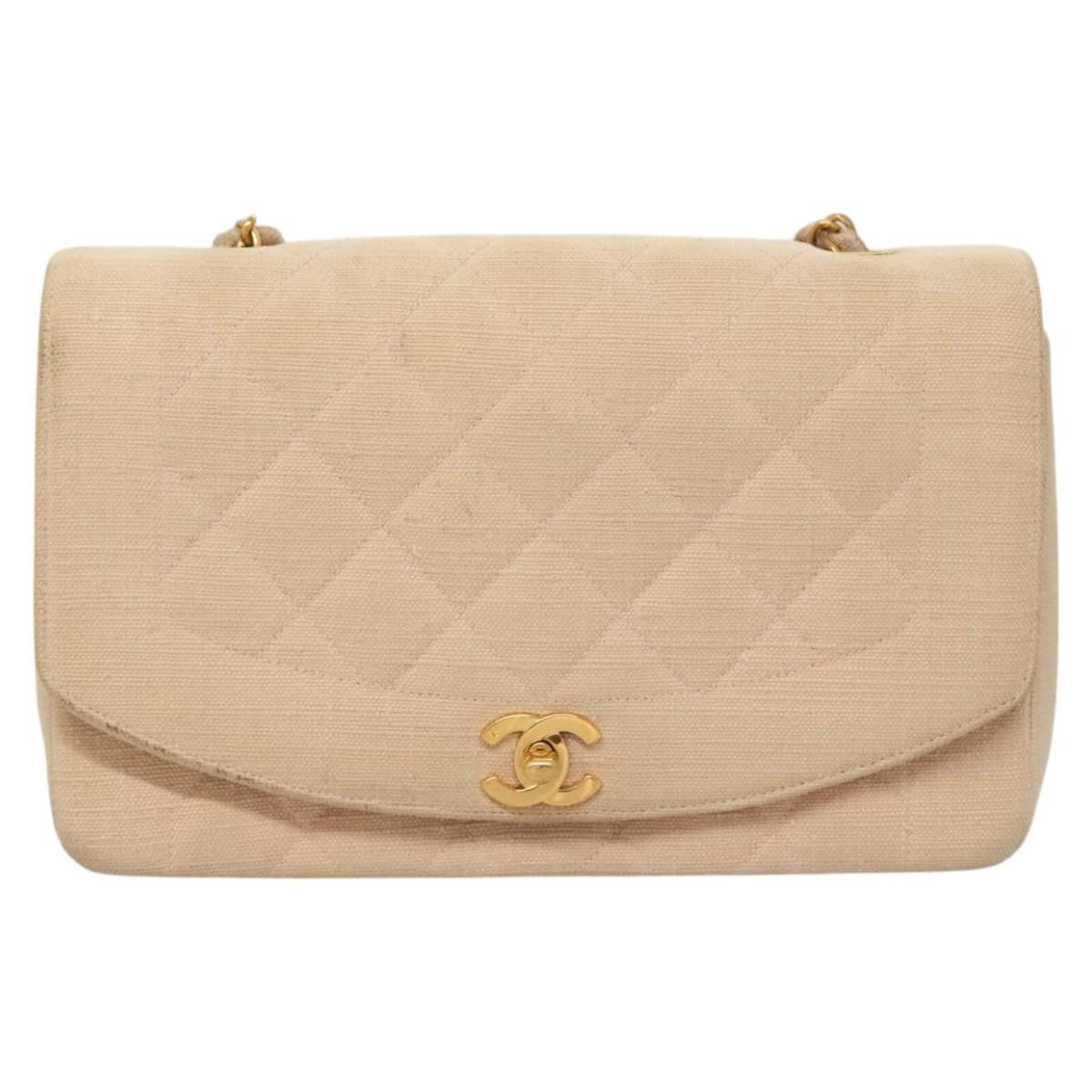 Chanel Vintage Diana Flap Bag Quilted Canvas Pink Canvas Shoulder Bag Bag (Authentic Pre-Loved)