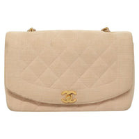 Chanel Vintage Diana Flap Bag Quilted Canvas Pink Canvas Shoulder Bag Bag (Authentic Pre-Loved)