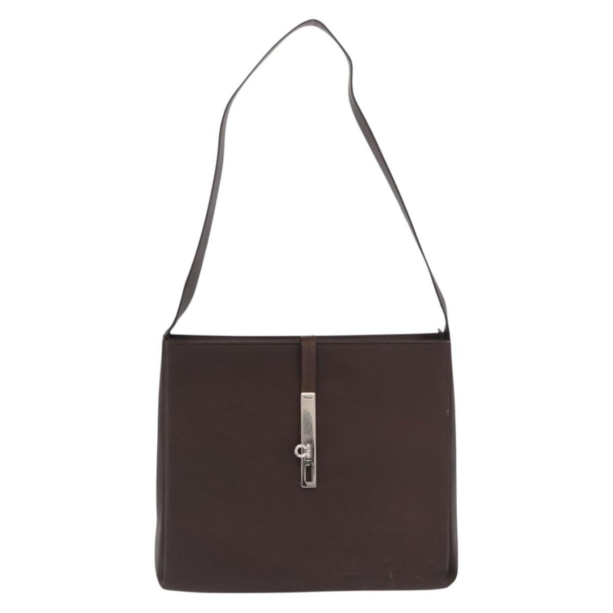 Salvatore Ferragamo Gancini Shoulder Bag Leather Brown Leather Shoulder Bag Bag (Pre-Loved)