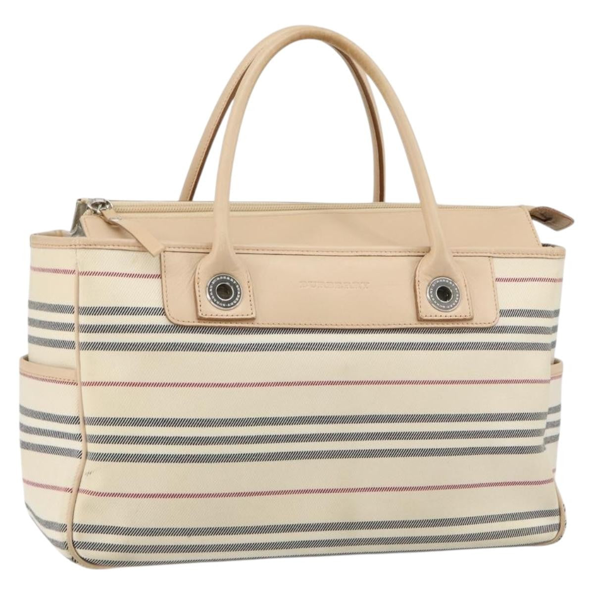 Burberry Nova Check Tote Canvas And Leather Beige Canvas Tote Bag Bag (Pre-Loved)