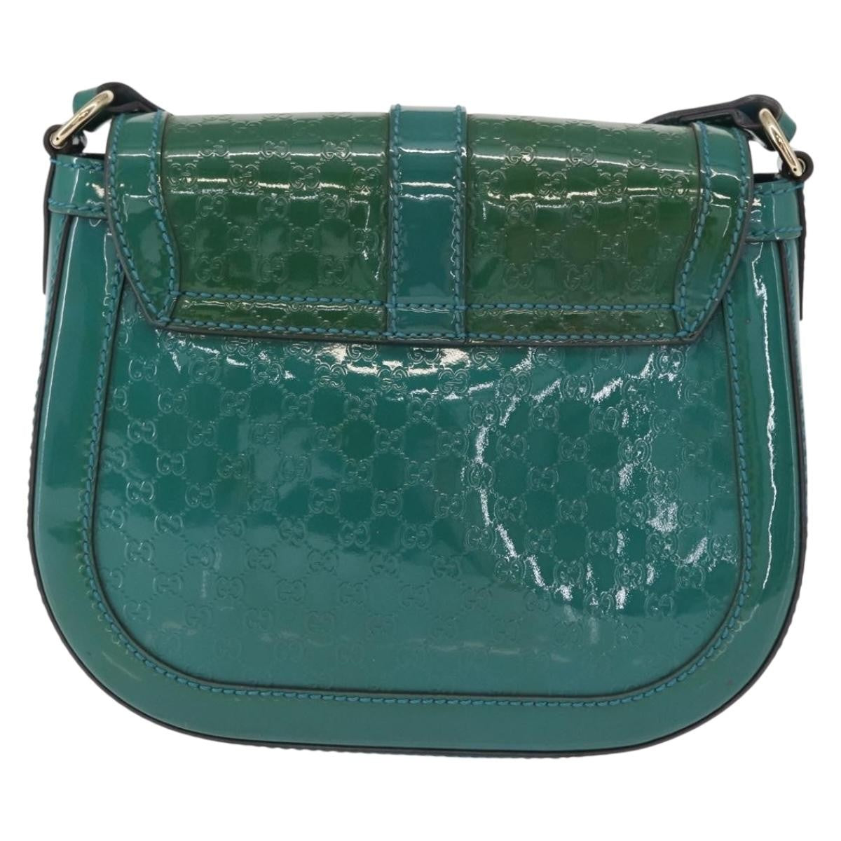 Gucci Gucci Vintage Flap Shoulder Bag Patent Leather Turquoise Patent_Leather Shoulder Bag Bag (Pre-Loved)