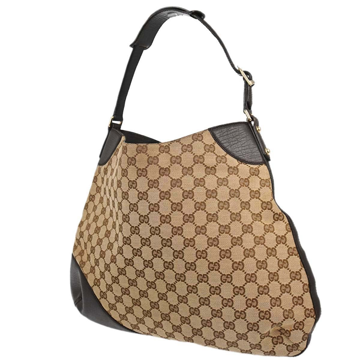 Gucci Vintage Horsebit Shoulder Bag Canvas Brown Canvas Shoulder Bag Bag (Authentic Pre-Loved)