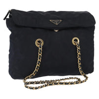 Prada Chain Shoulder Bag Tessuto Navy Nylon Shoulder Bag Bag (Pre-Loved)