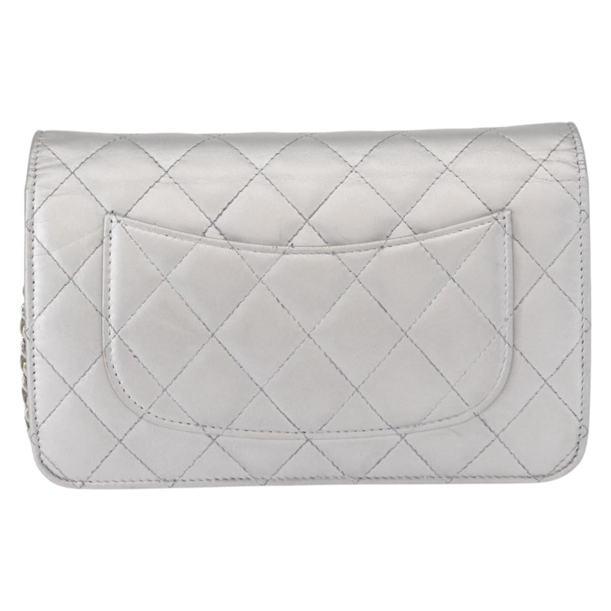 Chanel Reissue 2.55 Wallet On Chain Quilted Lambskin Silver Leather Shoulder Bag Bag (Pre-Loved)