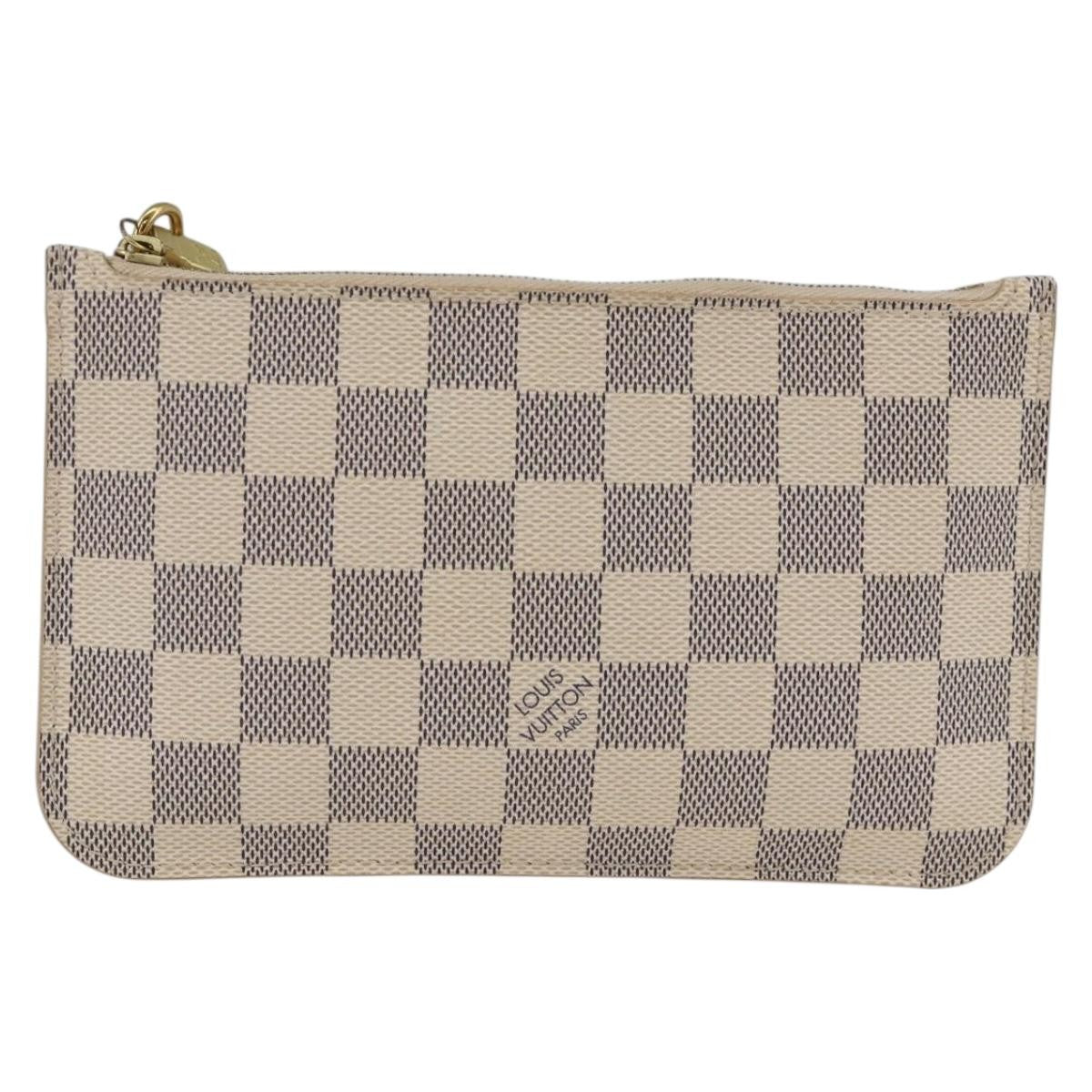 Louis Vuitton Neverfull Pochette Damier White Canvas Clutche & Pouche Bag (Authentic Pre-Loved)