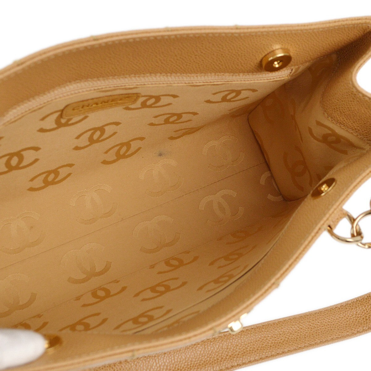 Chanel Vintage Chocolate Bar Zip Around Tote Quilted Calfskin Beige Leather Tote Bag Bag (Authentic Pre-Loved)