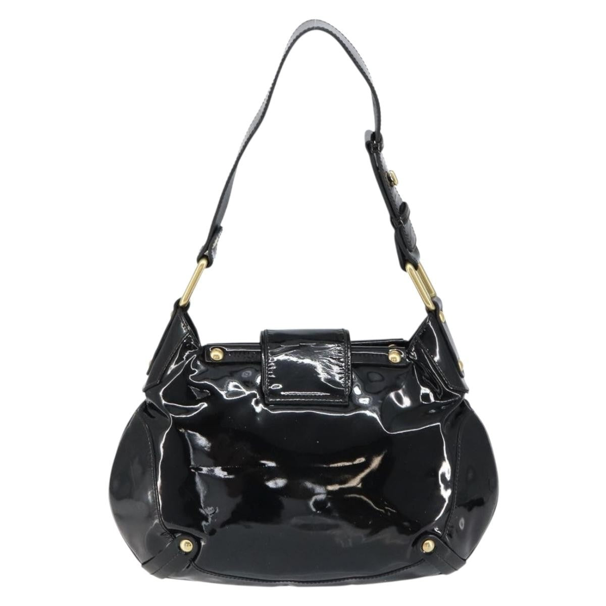 Salvatore Ferragamo Gancini Tote Patent Leather Black Patent_Leather Tote Bag Bag (Authentic Pre-Loved)
