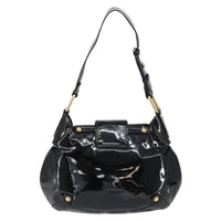 Salvatore Ferragamo Gancini Tote Patent Leather Black Patent_Leather Tote Bag Bag (Authentic Pre-Loved)