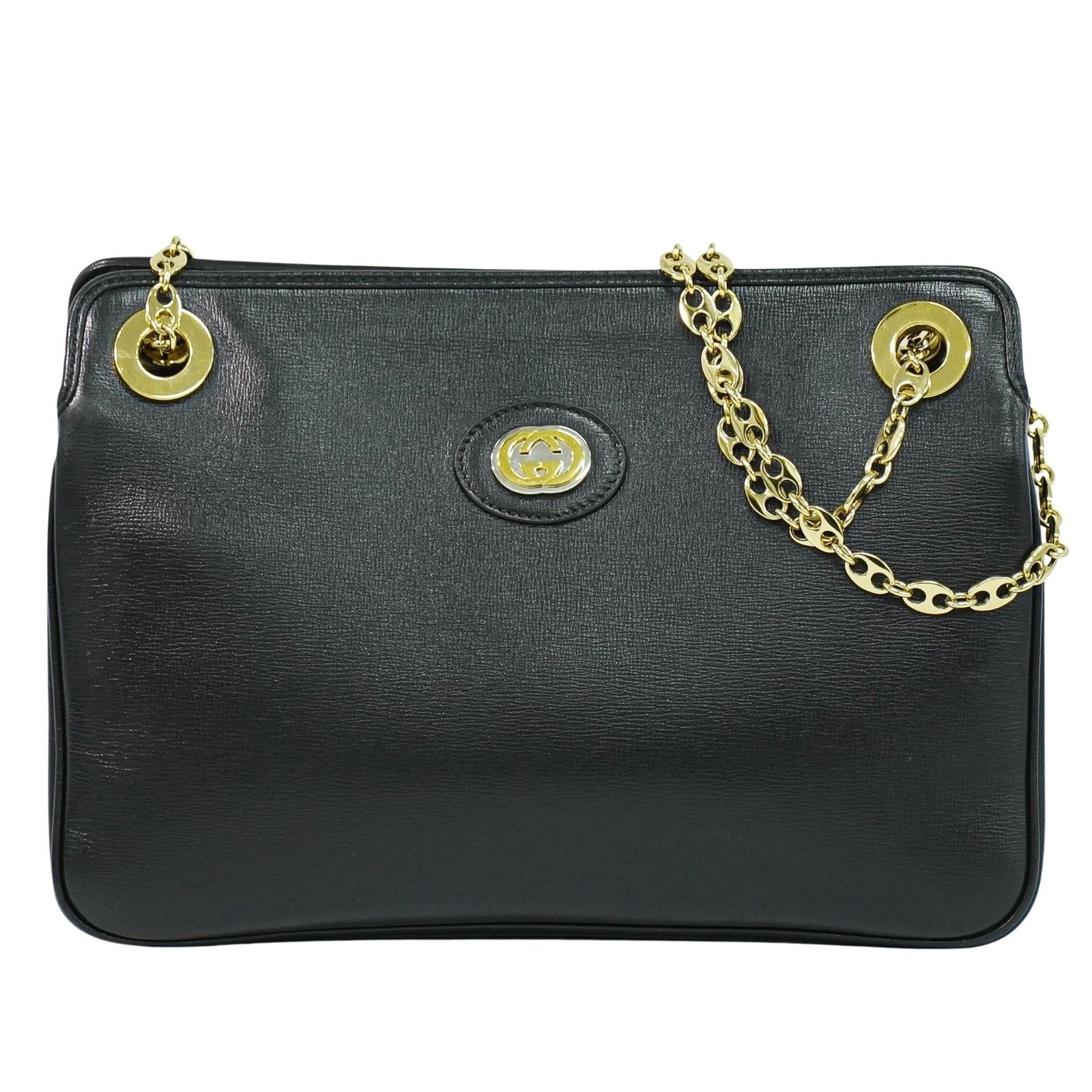 Gucci Marina Chain Shoulder Bag Leather Black Leather Shoulder Bag Bag (Pre-Loved)