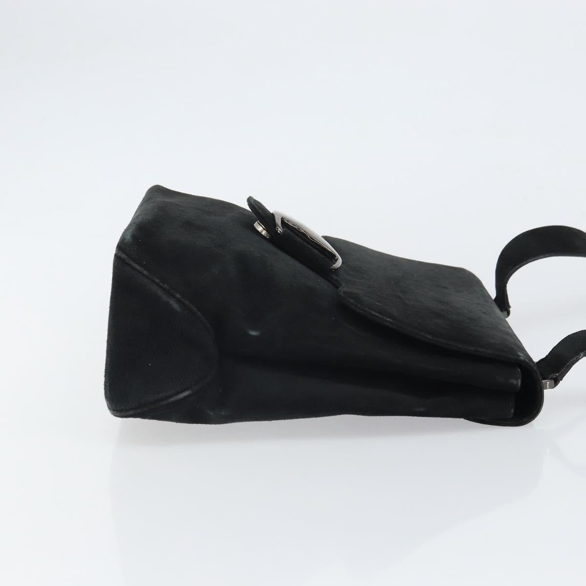 Salvatore Ferragamo Vala Shoulder Bag Suede Black Suede Shoulder Bag Bag (Authentic Pre-Loved)