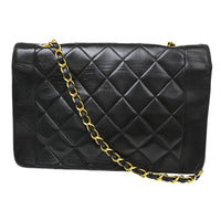Chanel Vintage Diana Flap Bag Quilted Lambskin Black Leather Handbag (Pre-Loved)