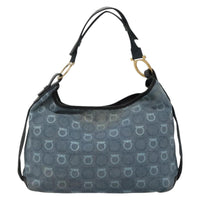 Salvatore Ferragamo Gancini Shoulder Bag Canvas Blue Canvas Shoulder Bag Bag (Pre-Loved)