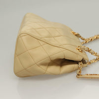 Chanel Chain Shoulder Bag Leather Beige Leather Shoulder Bag Bag (Pre-Loved)