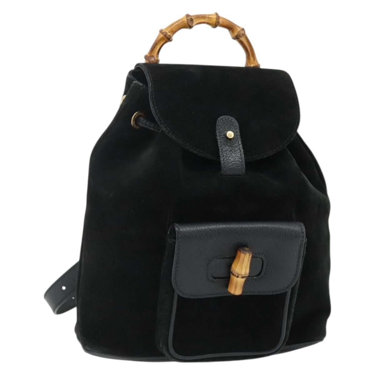 Gucci Gucci Bamboo Backpack Daim Black Suede Backpack Bag (Authentic Pre-Loved)