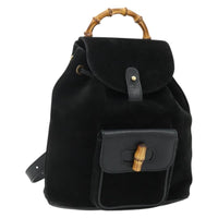 Gucci Gucci Bamboo Backpack Daim Black Suede Backpack Bag (Authentic Pre-Loved)
