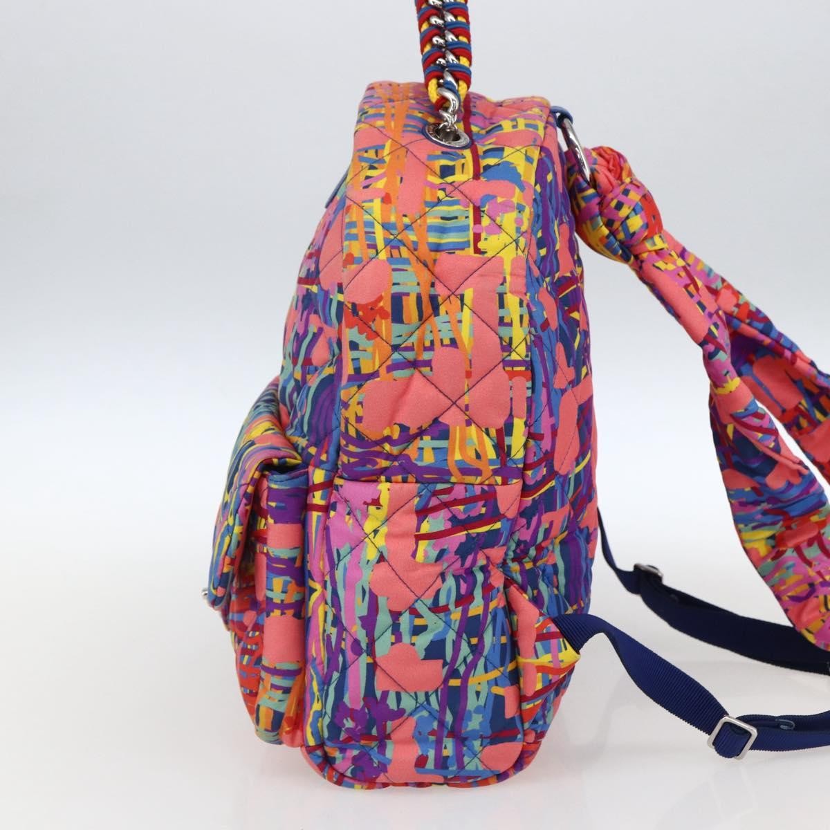 Chanel Cc Pocket Backpack Quilted Printed Foulard Multicolour Nylon Backpack Bag (Authentic Pre-Loved)