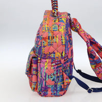 Chanel Cc Pocket Backpack Quilted Printed Foulard Multicolour Nylon Backpack Bag (Authentic Pre-Loved)