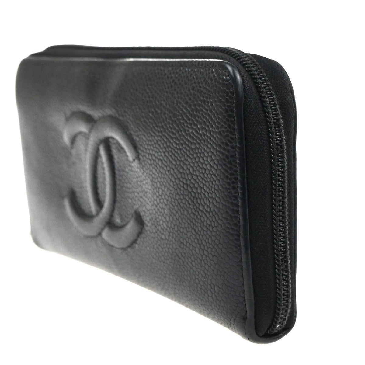 Chanel Cc Zip Around Wallet Leather Black Leather Wallets Accessory (Authentic Pre-Loved)
