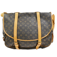 Louis Vuitton Louis Vuitton Saumur Handbag Monogram Canvas Brown Leather Shoulder Bag Bag (Pre-Loved)