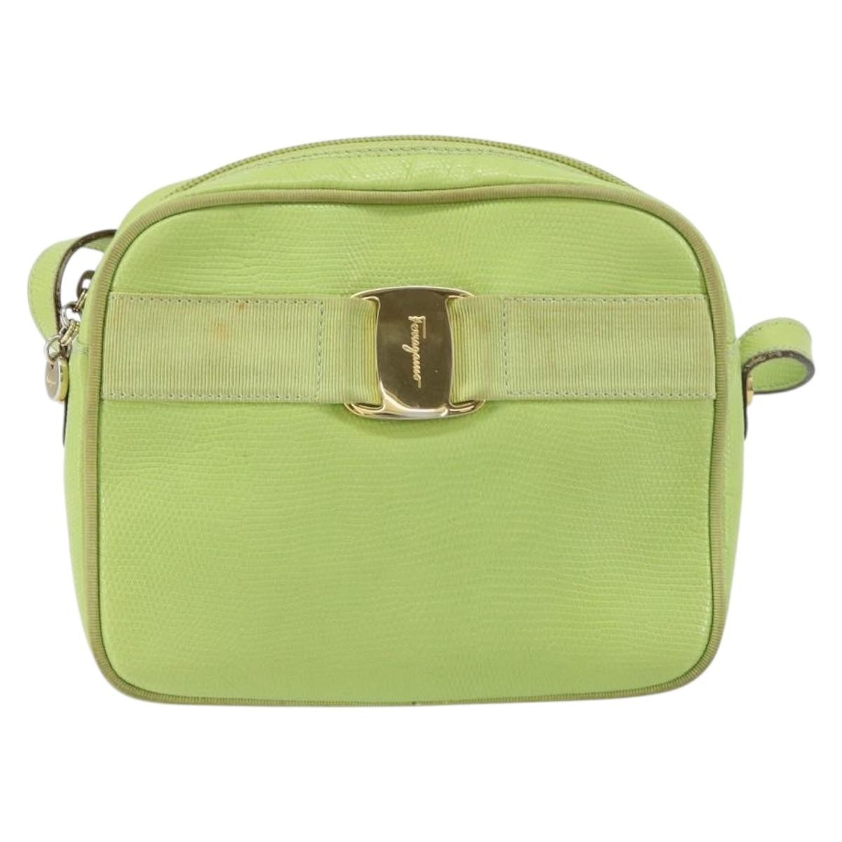 Salvatore Ferragamo Vala Shoulder Bag Leather Green Leather Shoulder Bag Bag (Authentic Pre-Loved)