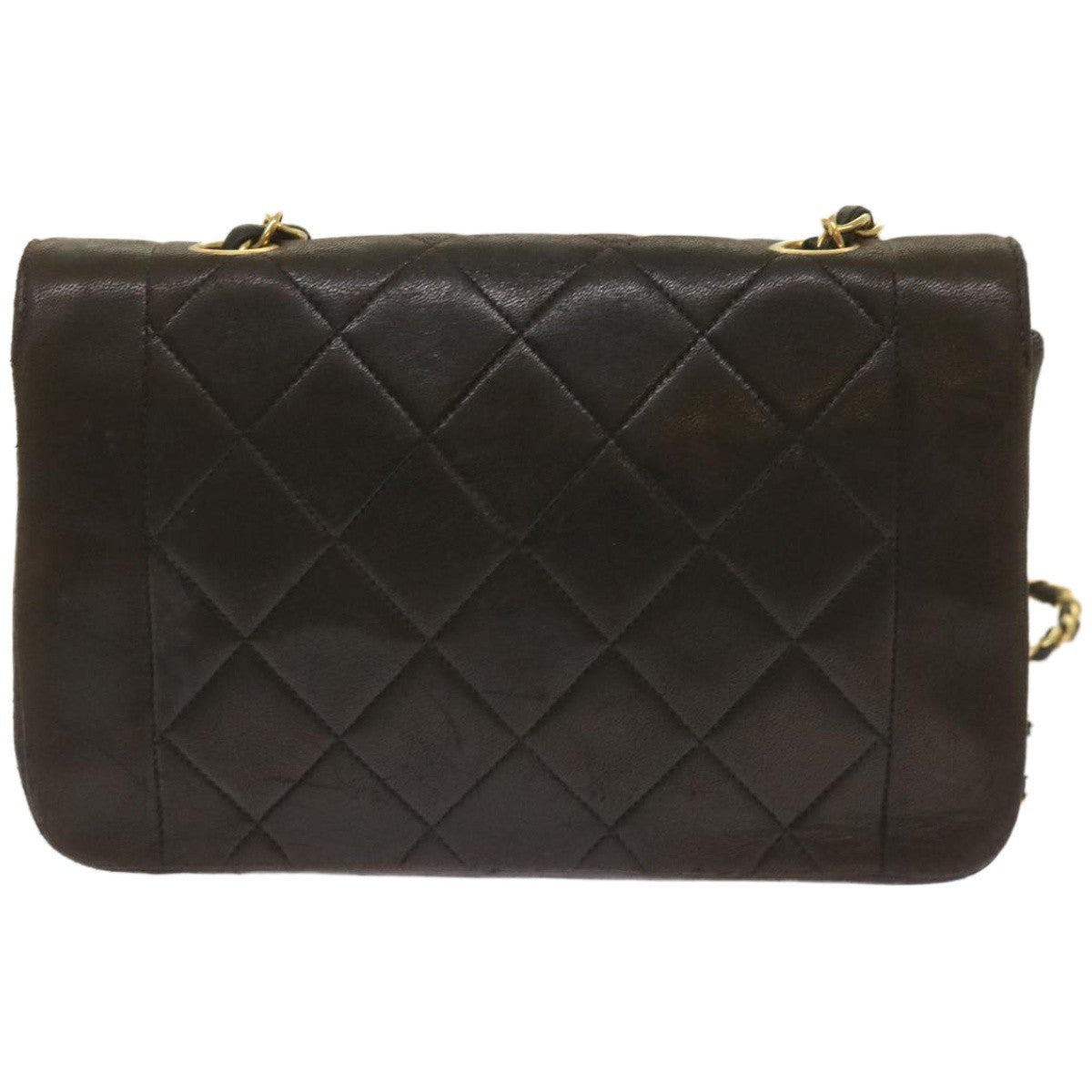 Chanel Vintage Diana Flap Bag Quilted Lambskin Black Leather Shoulder Bag Bag (Authentic Pre-Loved)