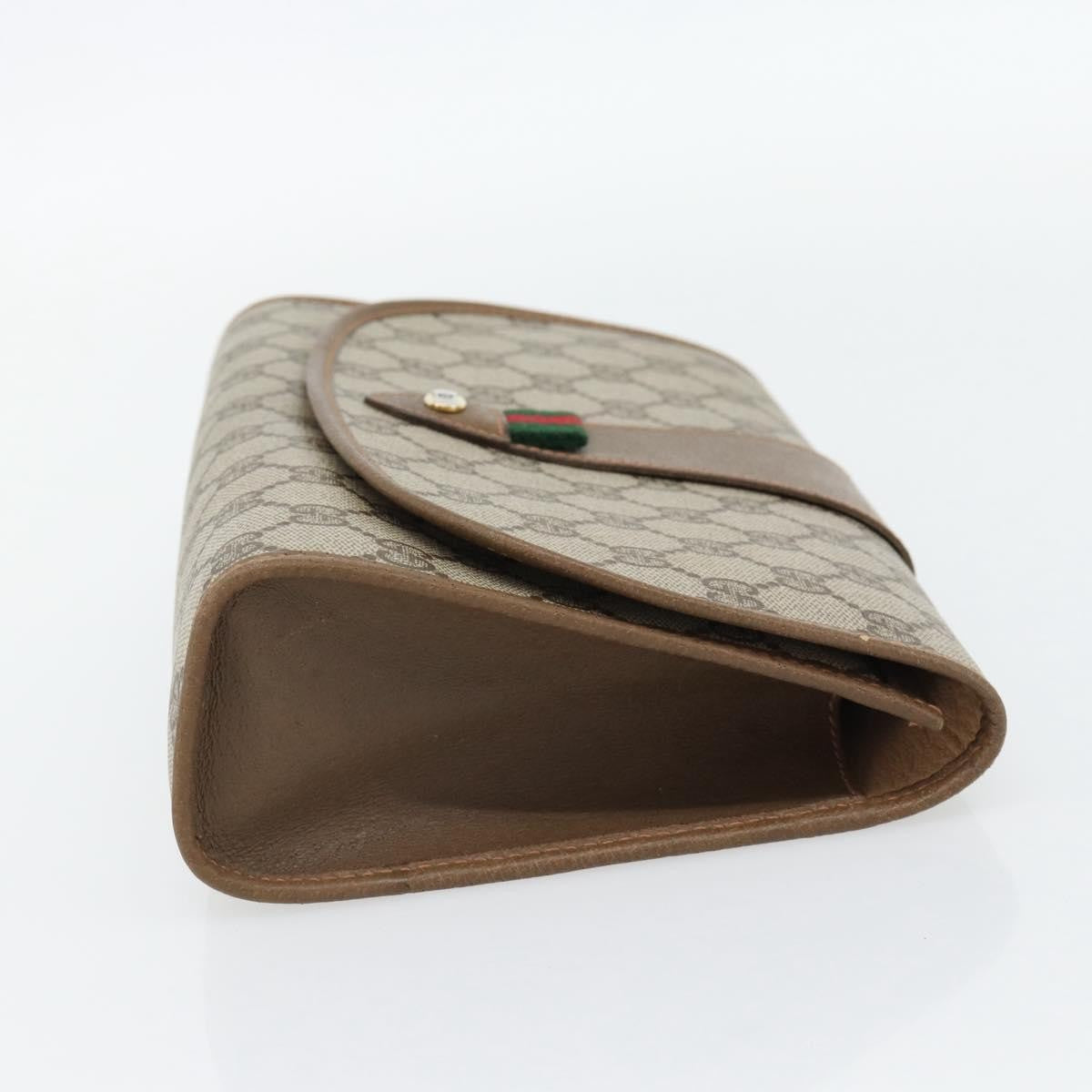 Gucci Vintage Web Flap Clutch Gg Canvas Beige Canvas Clutche & Pouche Bag (Pre-Loved)