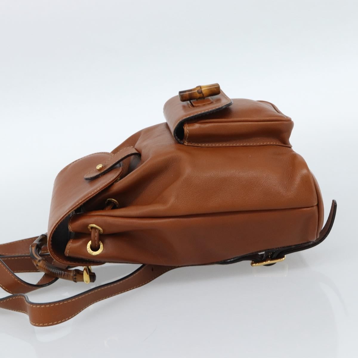 Gucci Vintage Bamboo Backpack Leather Brown Leather Backpack Bag (Pre-Loved)