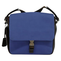 Prada Impunturato Buckle Flap Messenger Bag Canvas Blue Canvas Shoulder Bag Bag (Authentic Pre-Loved)