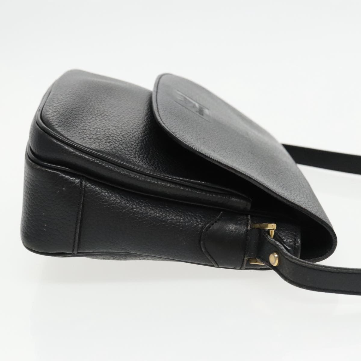 Burberry Flap Shoulder Bag Leather Black Leather Shoulder Bag Bag (Authentic Pre-Loved)
