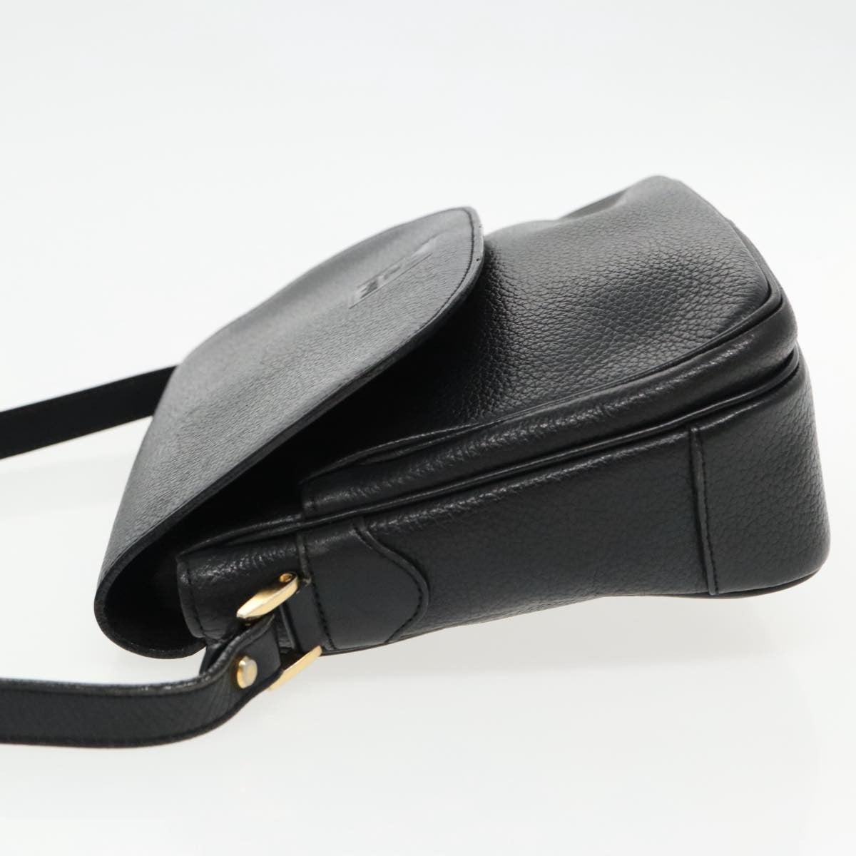 Burberry Flap Shoulder Bag Leather Black Leather Shoulder Bag Bag (Authentic Pre-Loved)