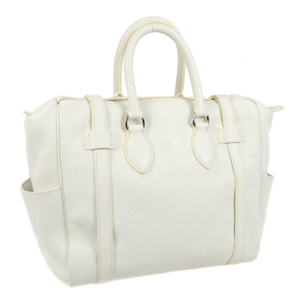 Hermes Pursangle Bag Leather White Leather Handbag (Authentic Pre-Loved)