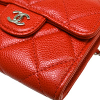 Chanel Vintage Cc Mini Chain Shoulder Bag Leather Red Calfskin Crossbody Bag Bag (Pre-Loved)