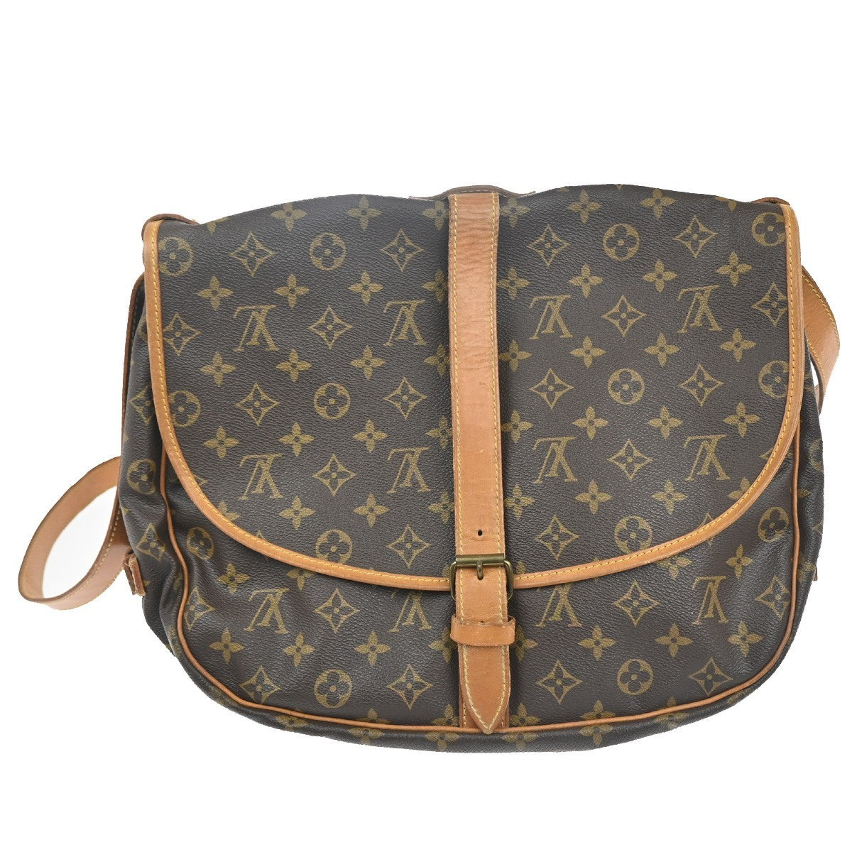 Louis Vuitton Saumur Handbag Monogram Canvas Brown Canvas Shoulder Bag Bag (Pre-Loved)