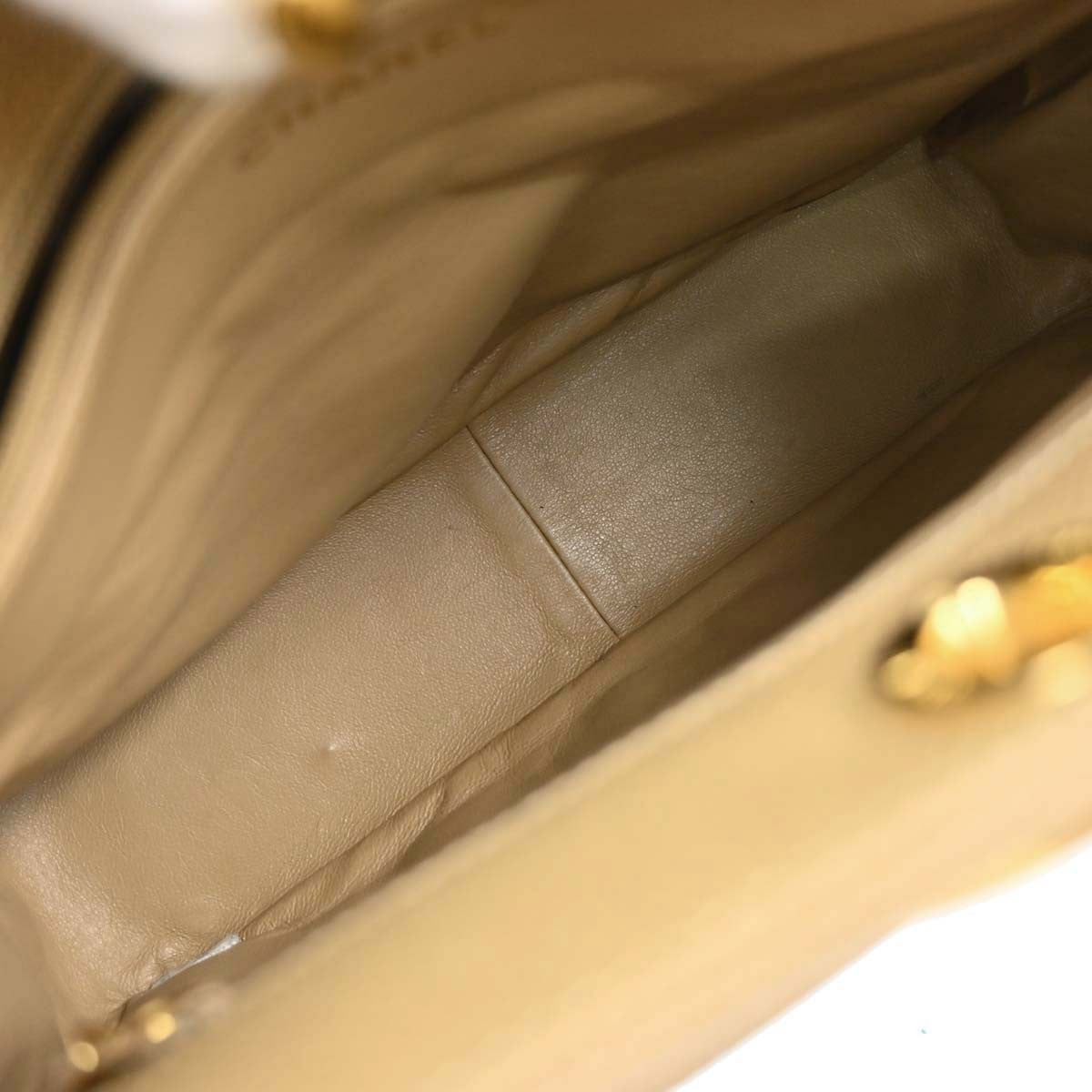 Chanel Vintage Cc Lock Pocket Tote Quilted Caviar Beige Leather Tote Bag Bag (Authentic Pre-Loved)