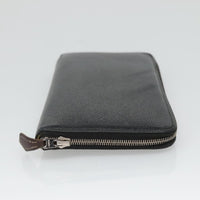 Hermes Azap Zip Around Wallet Silk'in Epsom Black Leather Wallets Accessory (Authentic Pre-Loved)