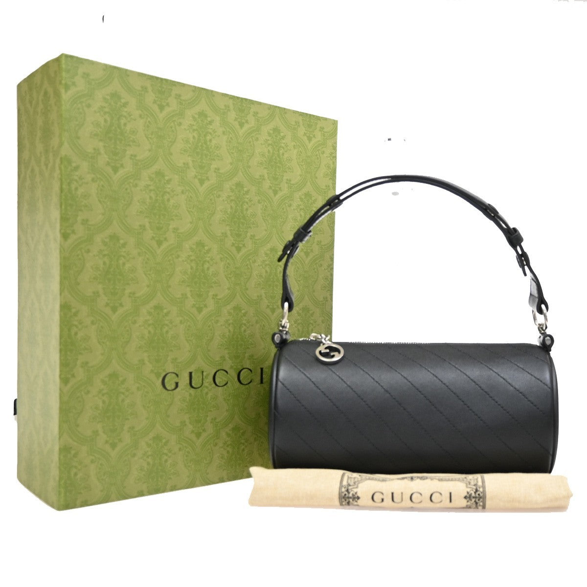 Gucci Gucci Blondie Interlocking Gg Shoulder Bag Leather Black Leather Bag (Pre-Loved)