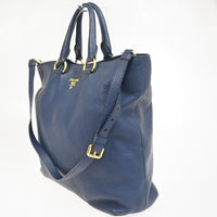 Prada Shopping Tote Vitello Daino Navy Leather Tote Bag Bag (Authentic Pre-Loved)