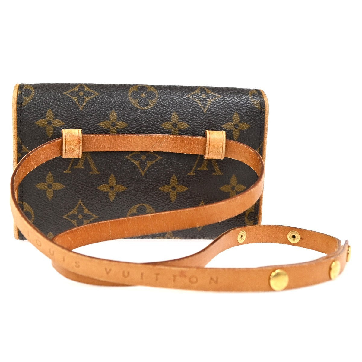 Louis Vuitton Florentine Waist Bag Monogram Canvas Brown Leather Clutche & Pouche Bag (Authentic Pre-Loved)