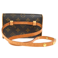 Louis Vuitton Florentine Waist Bag Monogram Canvas Brown Leather Clutche & Pouche Bag (Authentic Pre-Loved)