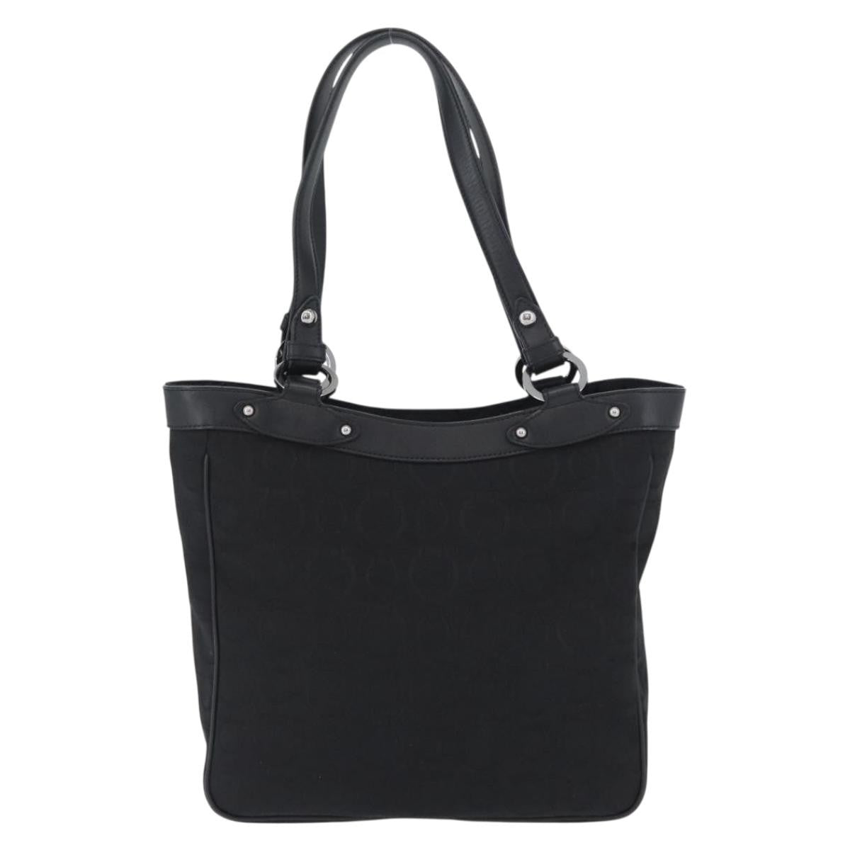 Salvatore Ferragamo Vintage Tote Bag Canvas Black Canvas Tote Bag Bag (Authentic Pre-Loved)