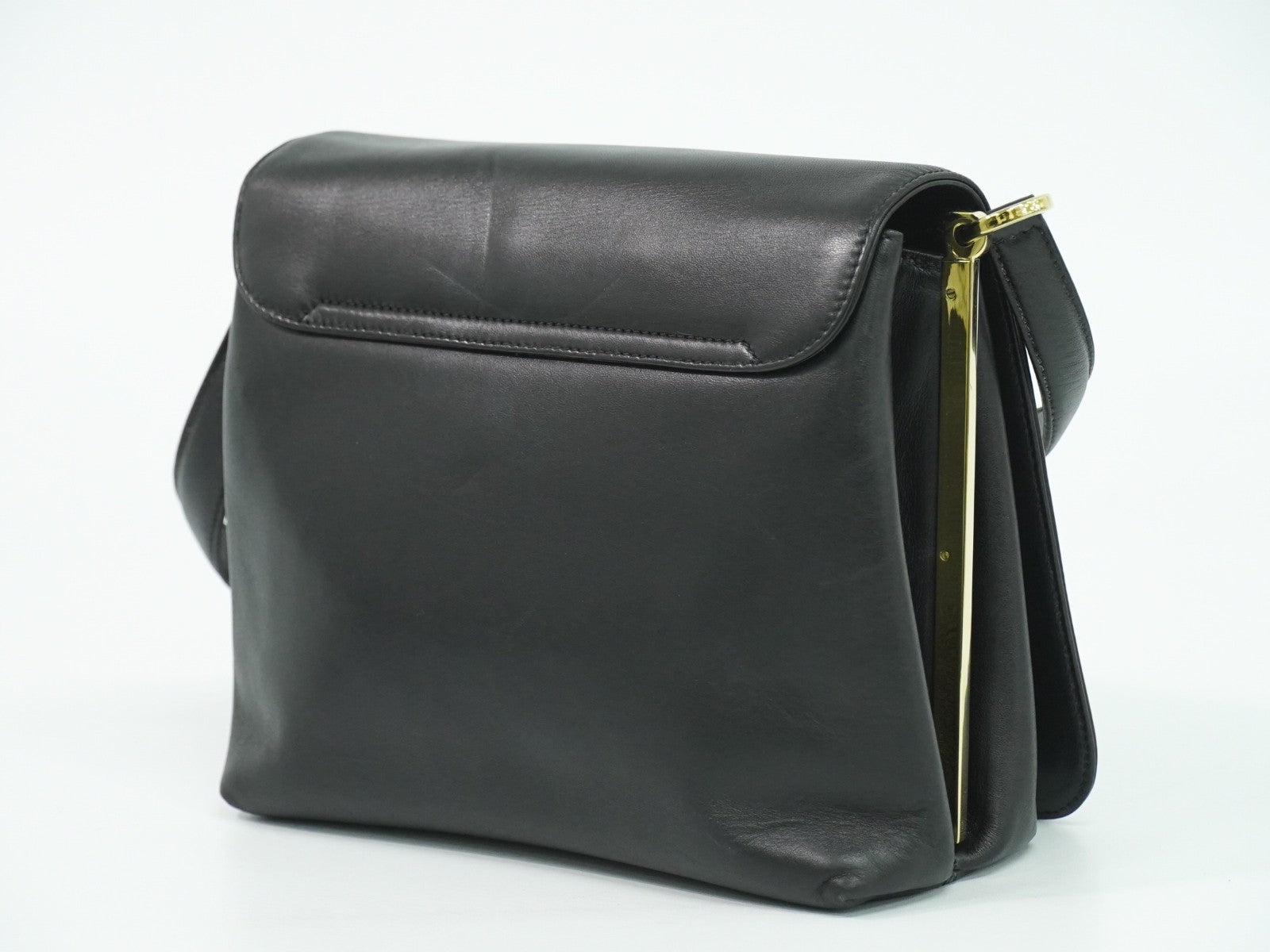 Salvatore Ferragamo Vintage Shoulder Bag Leather Black Leather Shoulder Bag Bag (Pre-Loved)