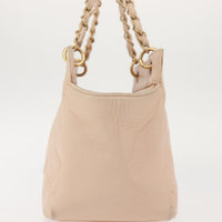 Chanel Petite Timeless Tote Quilted Calfskin Beige Leather Bag (Authentic Pre-Loved)