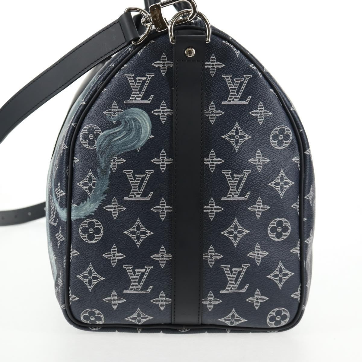 Louis Vuitton Keepall Bandouliere Bag Limited Edition Chapman Savane Monogram Canvas Navy Canvas Travel Bag Bag (Pre-Loved)