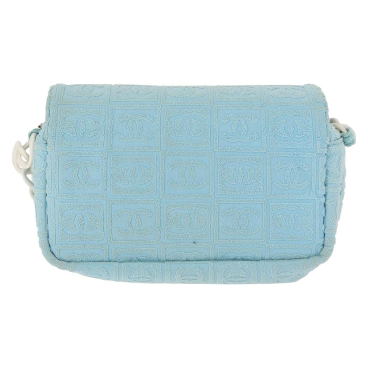 Chanel Sport Line Resin Camera Flap Bag Terry Cloth Blue Plastic Shoulder Bag Bag (Pre-Loved)