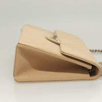 Chanel Matelasse Chain Shoulder Bag Leather Beige Cotton Shoulder Bag Bag (Pre-Loved)