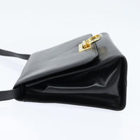 Salvatore Ferragamo Gancini Flap Shoulder Bag Leather Black Leather Shoulder Bag Bag (Authentic Pre-Loved)