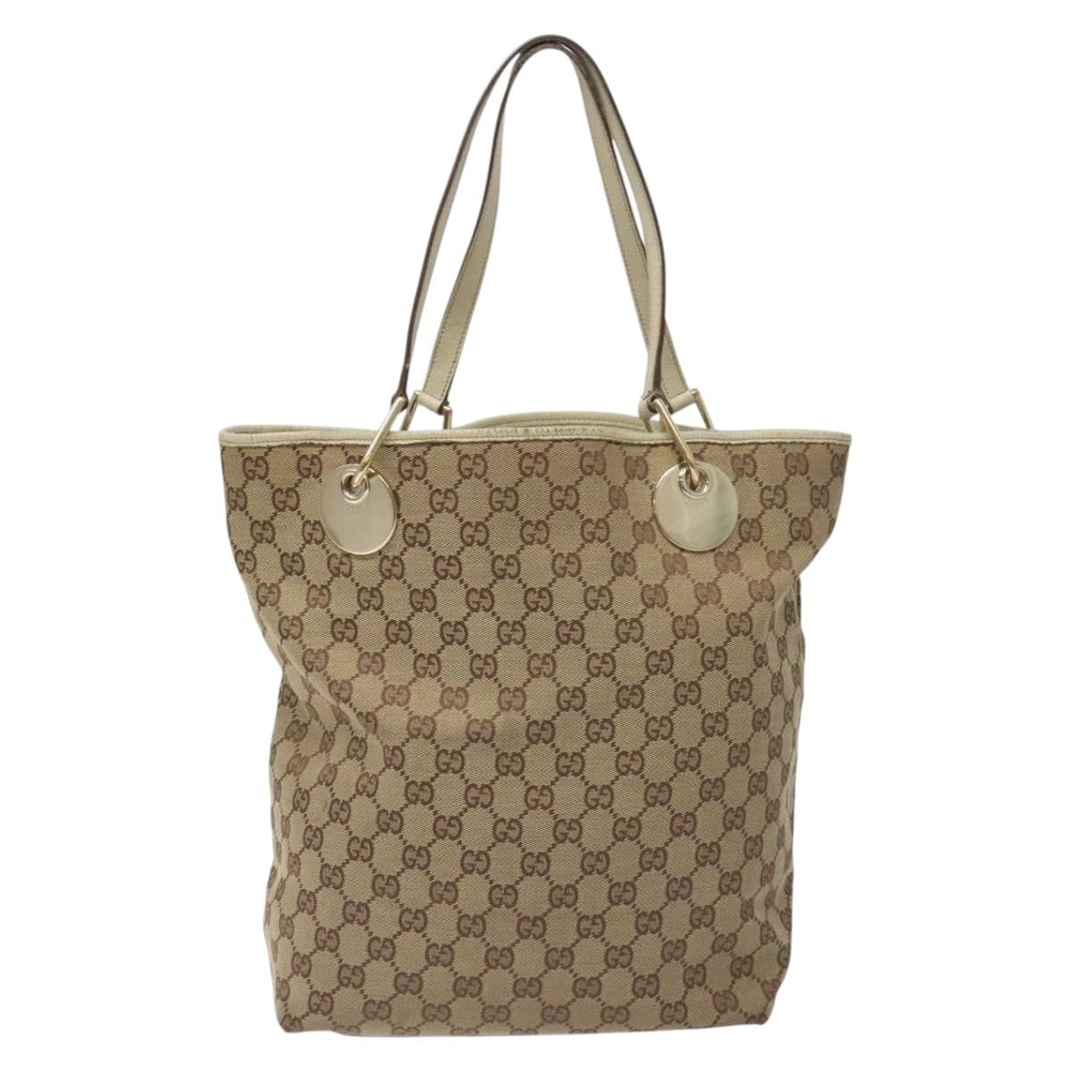 Gucci Gg Canvas Bag Canvas Beige Canvas Tote Bag Bag (Pre-Loved)