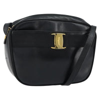Salvatore Ferragamo Vala Shoulder Bag Leather Black Leather Shoulder Bag Bag (Authentic Pre-Loved)