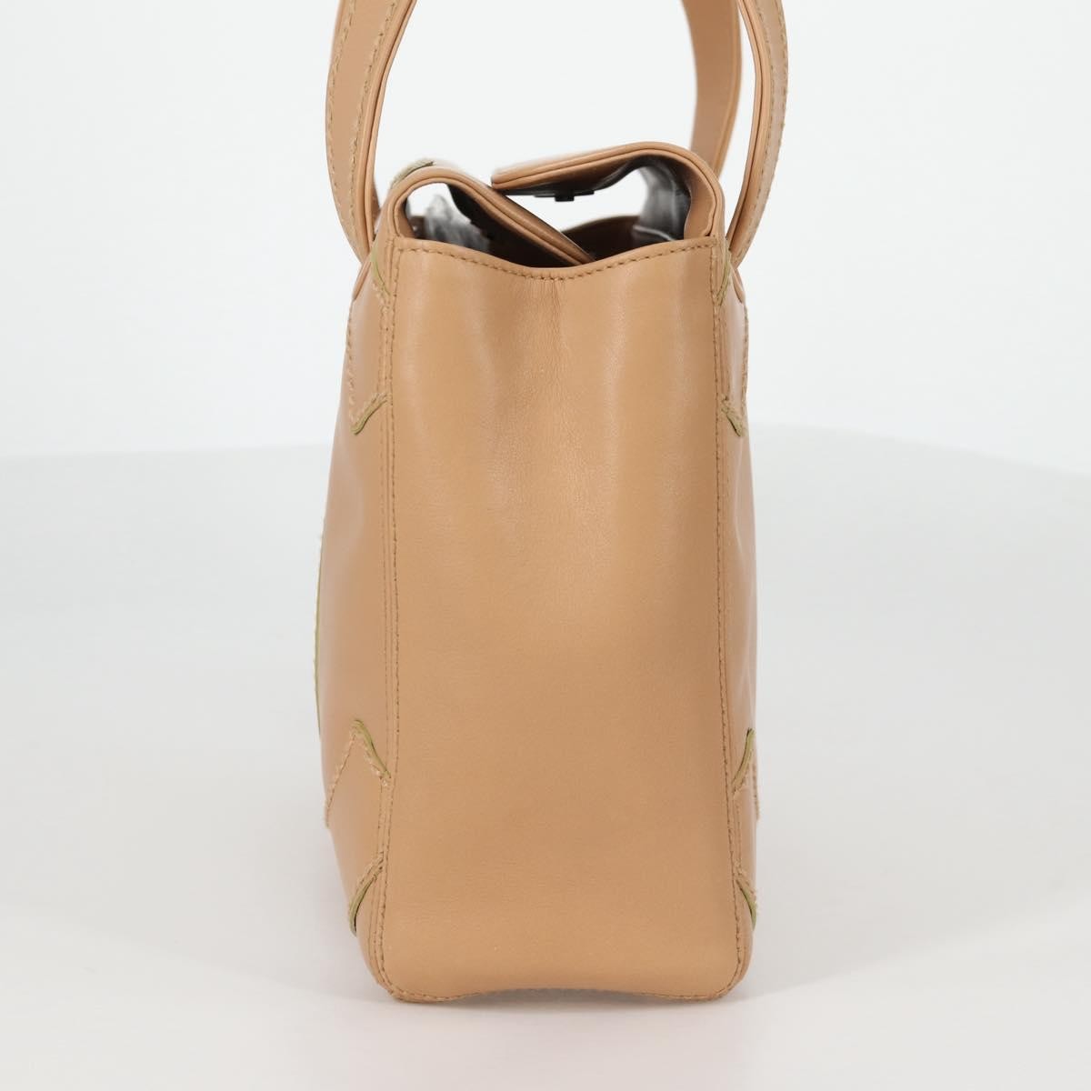 Chanel Cc Stitch Tote Lambskin Beige Leather Bag (Pre-Loved)