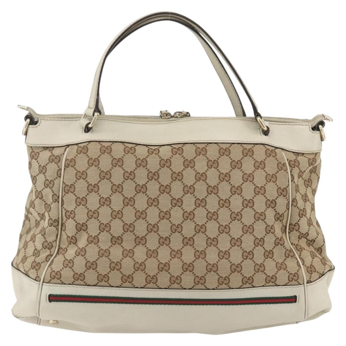Gucci Mayfair Convertible Tote Gg Canvas Beige Canvas Tote Bag Bag (Authentic Pre-Loved)